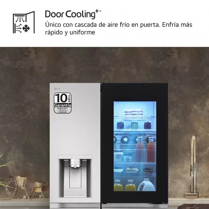 LG Frigorífico Side By side  Serie 900, Instaview Door-In-Door, con Craft Ice, Acero texturizado antihuellas.  D, 628 L, GSXE90MBDD.AMBQEUR